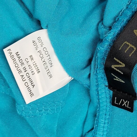 BLUE Elastic Waist Cotton Poly Capri Pants with Sequin Accents Size L/XL - Picture 6 of 7